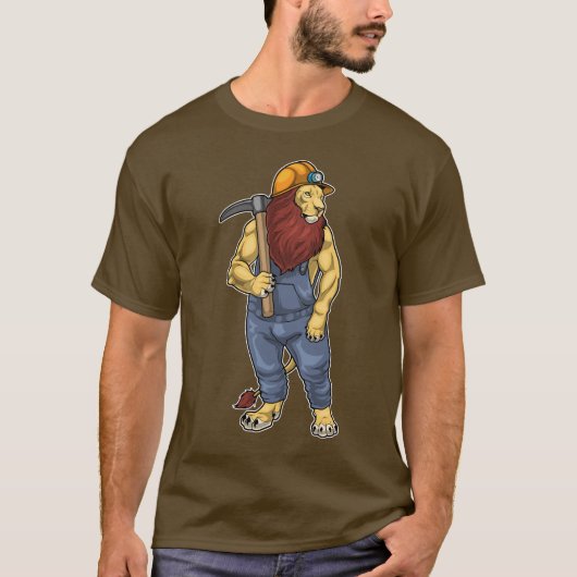 ライオン鉱夫つるはし採鉱 Tシャツ (正面)