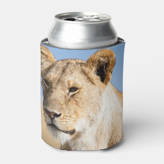 ライオン頭サファリ動物の大きな猫写真 缶クーラー (缶正面)