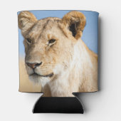 ライオン頭サファリ動物の大きな猫写真 缶クーラー (裏面)