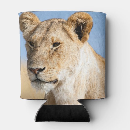 ライオン頭サファリ動物の大きな猫写真 缶クーラー (裏面)