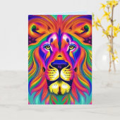 ライオン顔グリーティングカード カード (黄色い花)
