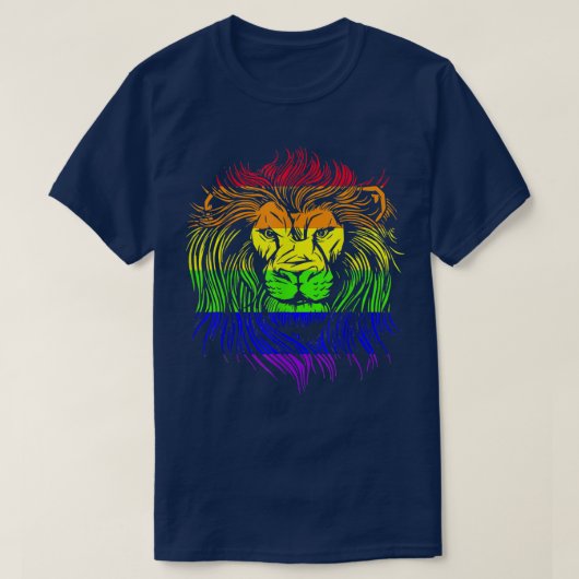 ライオン顔ヘッドレインボーLGBT LGBTQ  Tシャツ (デザイン正面)