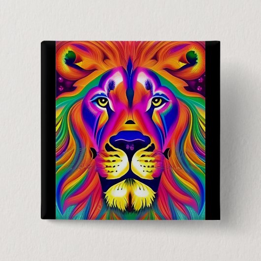 ライオン顔ボタン 缶バッジ (正面)