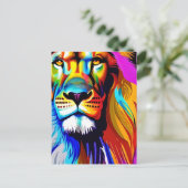 ライオン顔ミスティックファンタジーアート ポストカード (スタンド正面)