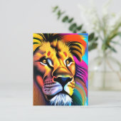 ライオン顔ミスティックファンタジーアート ポストカード (スタンド正面)