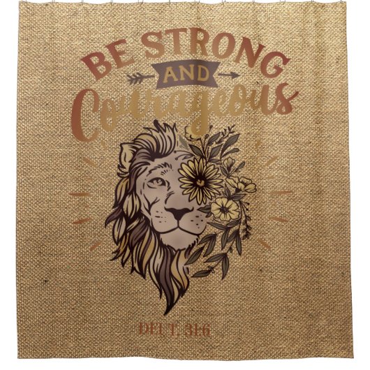 ライオン顔強い勇敢なキリスト教の聖句 シャワーカーテン (正面)