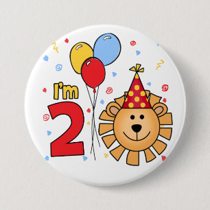 ライオン顔2歳の誕生日 缶バッジ