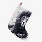 ライオン黒白イラストレーション。 スモールクリスマスストッキング (正面 (吊り時))