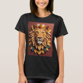 ライオン3D紙アートデザインTシャツ Tシャツ (正面)