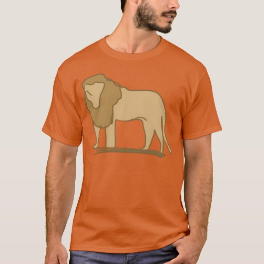 ライオン アイコン 動物 捕食者 ブラウン 家族 Tシャツ (正面)