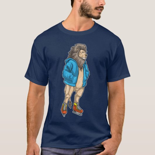 ライオン アイススケート スケート ウィンタースポーツ Tシャツ (正面)