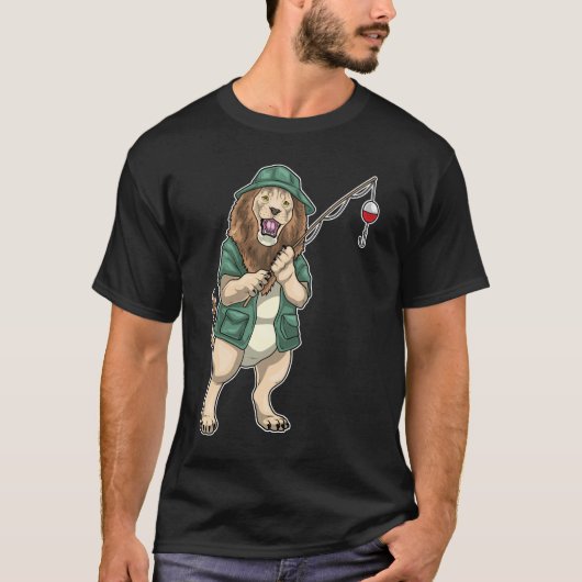 ライオン アングラー 釣り竿 釣り Tシャツ (正面)