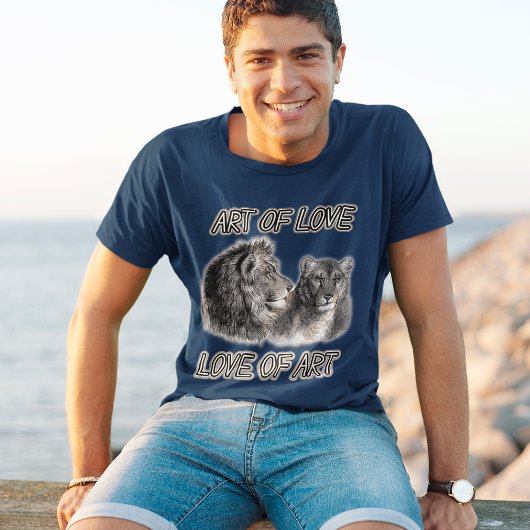 ライオン・カップル「芸術の愛」の芸術Love Mens Tシャツ