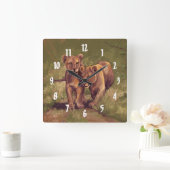 ライオン・カブス スクエア壁時計 (ホーム)