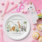 ライオン、キリン、象のジャングルテーマ ペーパープレート (パーティー)