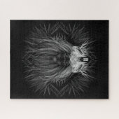 ライオン、クラウンモノグラムブラック ジグソーパズル (横)