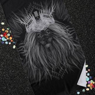 ライオン、クラウンモノグラムブラック ビーチタオル