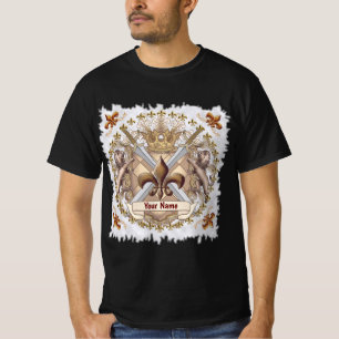 ライオン・グリフィン・シールド 家紋 姓 Tシャツ