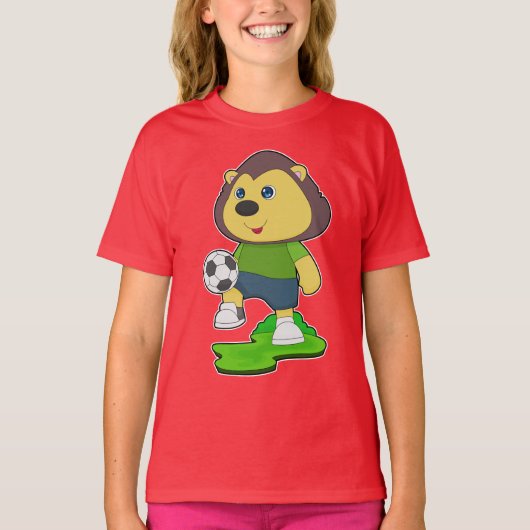 ライオン サッカー選手 サッカー Tシャツ (正面)