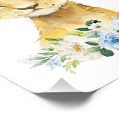 ライオン、サファリ、ジャングル、青い花、男の子子供部屋 フォトプリント            (角)