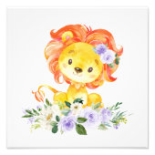 ライオン、サファリ、紫の花男女兼用、 フォトプリント            (正面)