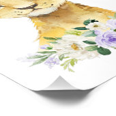 ライオン、サファリ、紫の花男女兼用、 フォトプリント            (角)