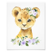 ライオン、サファリ、紫の花男女兼用、 フォトプリント            (正面)