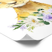 ライオン、サファリ、紫の花男女兼用、 ポスター (角)