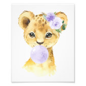 ライオン、サファリ、紫色のバブルガム男女兼用、 フォトプリント            (正面)
