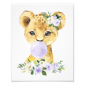 ライオン、サファリ、紫色のバブルガム男女兼用、 フォトプリント (正面)