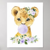 ライオン、サファリ、紫色のバブルガム男女兼用、 ポスター (正面)