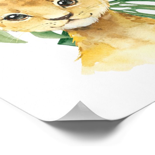 ライオン、ジャングルの動物、サファリの動物、ヤシ葉の ポスター (角)