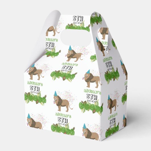 ライオン・ジャングル動物の誕生日パーティー フェイバーボックス (裏面サイド)