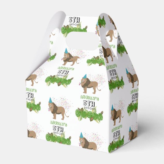ライオン・ジャングル動物の誕生日パーティー フェイバーボックス (正面サイド)