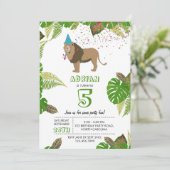 ライオン・ジャングル動物の誕生日パーティー 招待状 (スタンド正面)