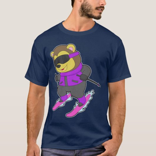 ライオン スキー スキーヤー 冬のスポーツ Tシャツ (正面)