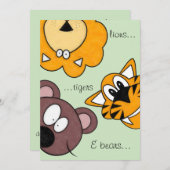 ライオン，タイガース&ベアー，お親愛誕生日の招待 招待状 (正面/裏面)