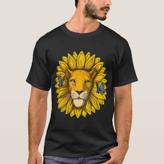 ライオン ヒマワリ Tシャツ (正面)
