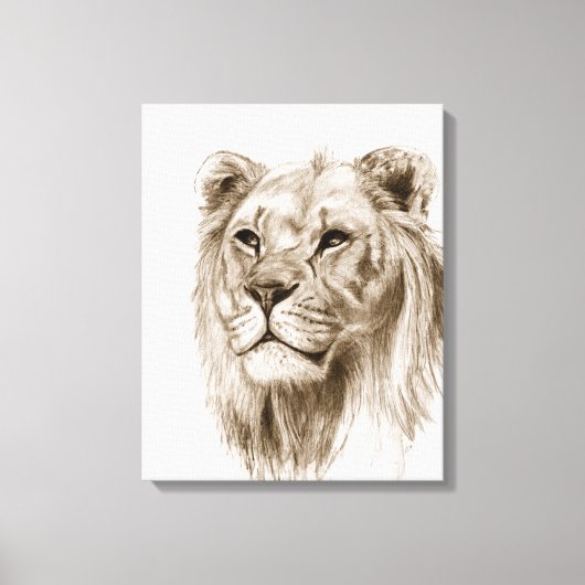 ライオン – プライド、スケッチ、スケッチアートなし キャンバスプリント (正面)