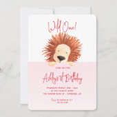 ライオン ベイビー バースデー 1歳 誕生日 招待状 (正面)