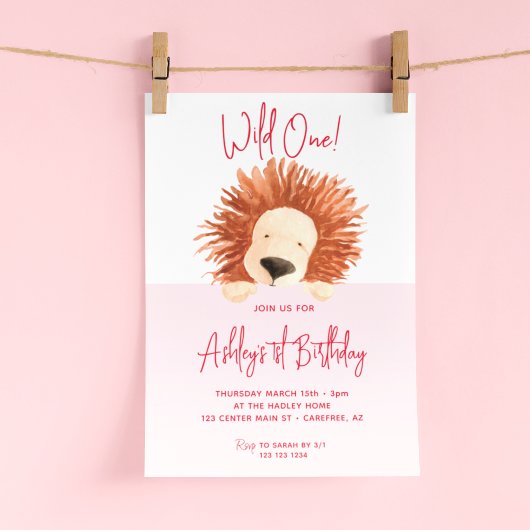 ライオン ベイビー バースデー 1歳 誕生日 招待状