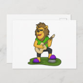 ライオン ミュージシャン ギター 音楽 ポストカード (正面/裏面)