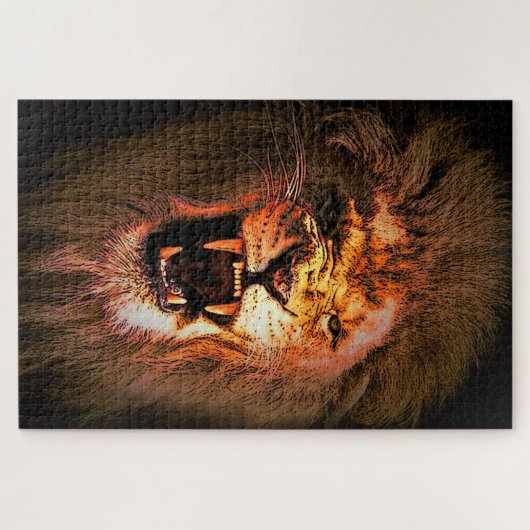 ライオン/ライオンが夕暮れ騒ぐ/激しいライオン – マンガ化 ジグソーパズル (横)