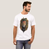 ライオン ラスタスタイル Tシャツ - レゲエにインスパイアされたデザイン (正面フル)