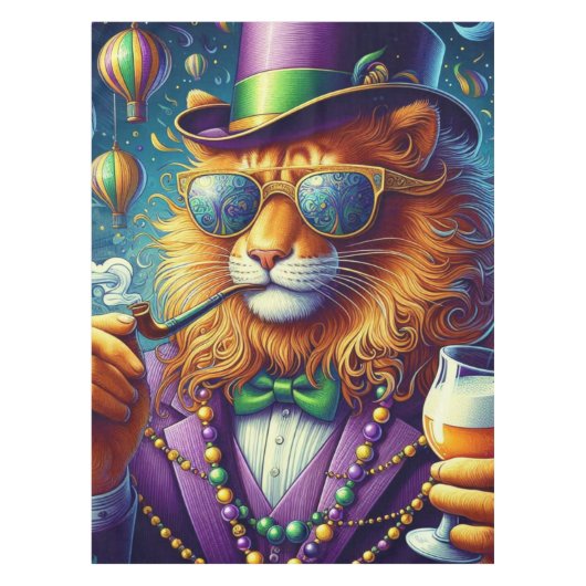 ライオン/ルイジアナマルディグラ テーブルクロス (正面)