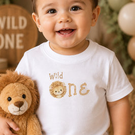 ライオン ワイルドワン 1歳の誕生日 男の子用Tシャツ ベビーTシャツ