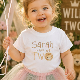 ライオン ワイルド アンド ツー 2歳の誕生日 女の子 Tシャツ