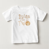 ライオン ワイルド アンド ツー 2歳の誕生日 男の子 Tシャツ (正面)