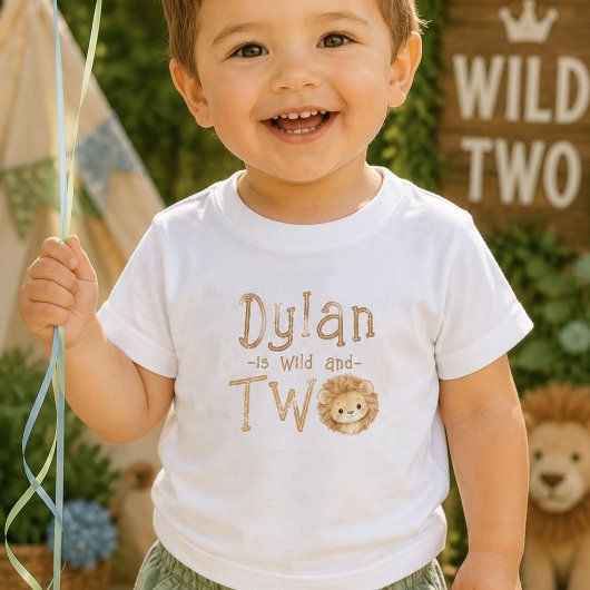 ライオン ワイルド アンド ツー 2歳の誕生日 男の子 Tシャツ