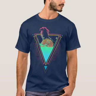 ライオン ヴェイパーウェーブ シンセウェーブ 80年代 90年代 夕日 面白い Tシャツ